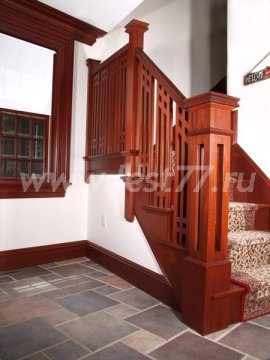 Межэтажная деревянная лестница на второй этаж 14-02