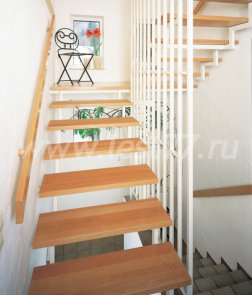 Межэтажная лестница на косоурах с поворотом на 180 градусов 07-08